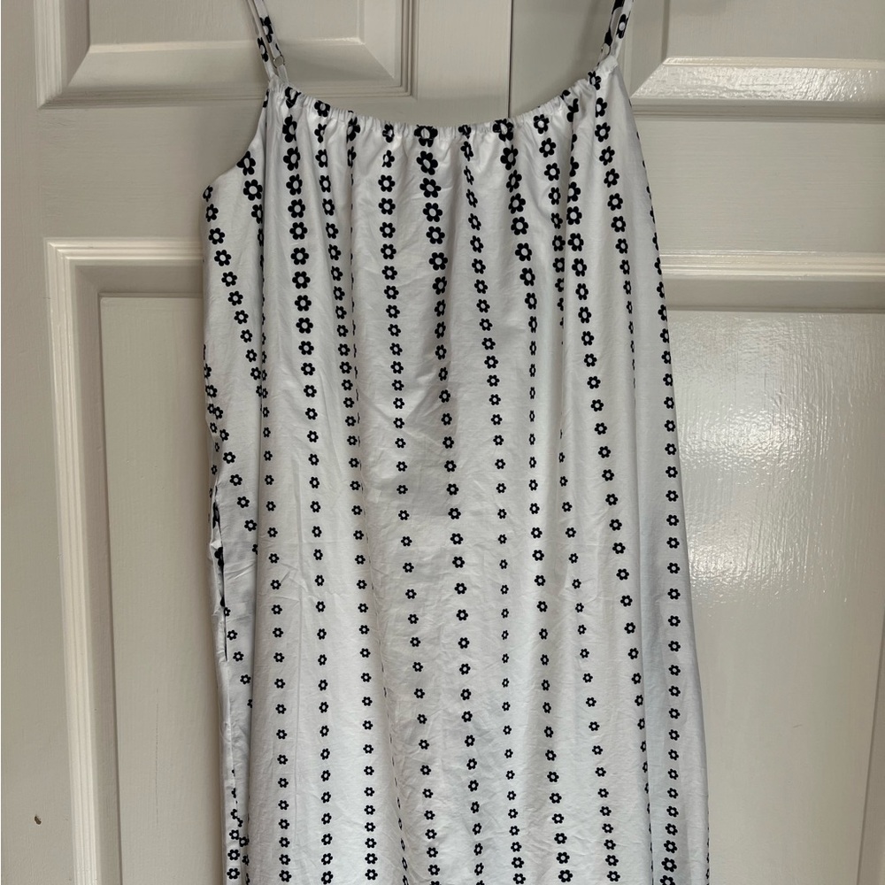 Gigio Women’s Sleeveless Maxi Dress Navy/White with Pockets Size Small NWT
